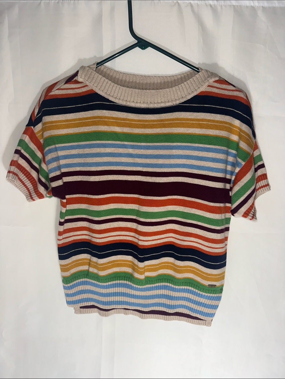 Tommy Hilfiger Women’s Short Sleeve Striped Knit Sweater Size Small Multicolor